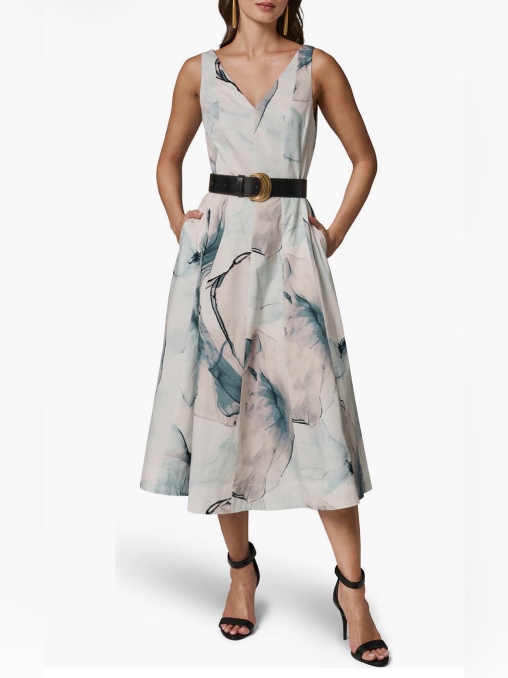Donna Karan
New York
Belted A-Line
Midi Dress
Color: Skylight Multi